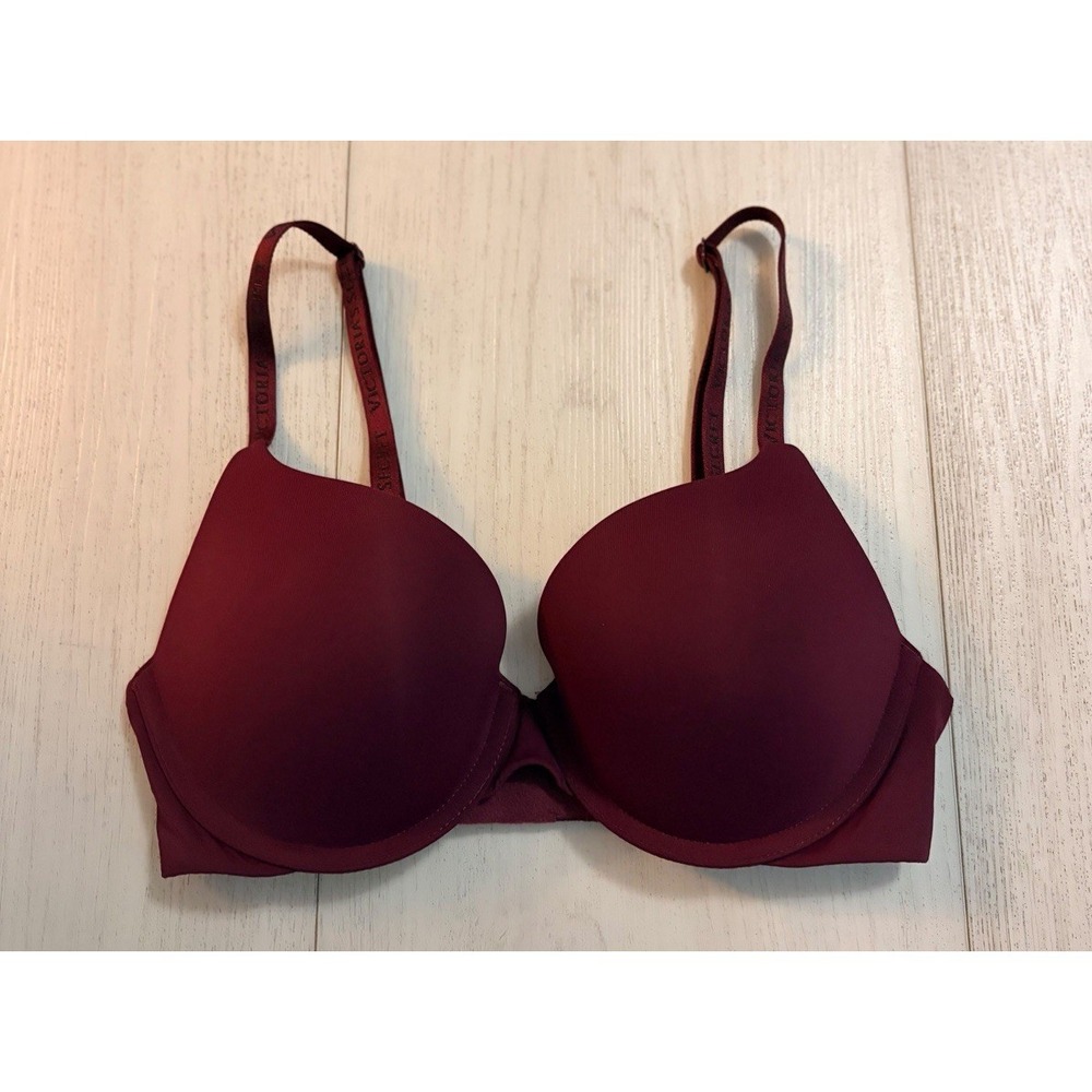 Victoria's Secret T-shirt Push-up Full Coverage Bra Sz 32C Burgundy